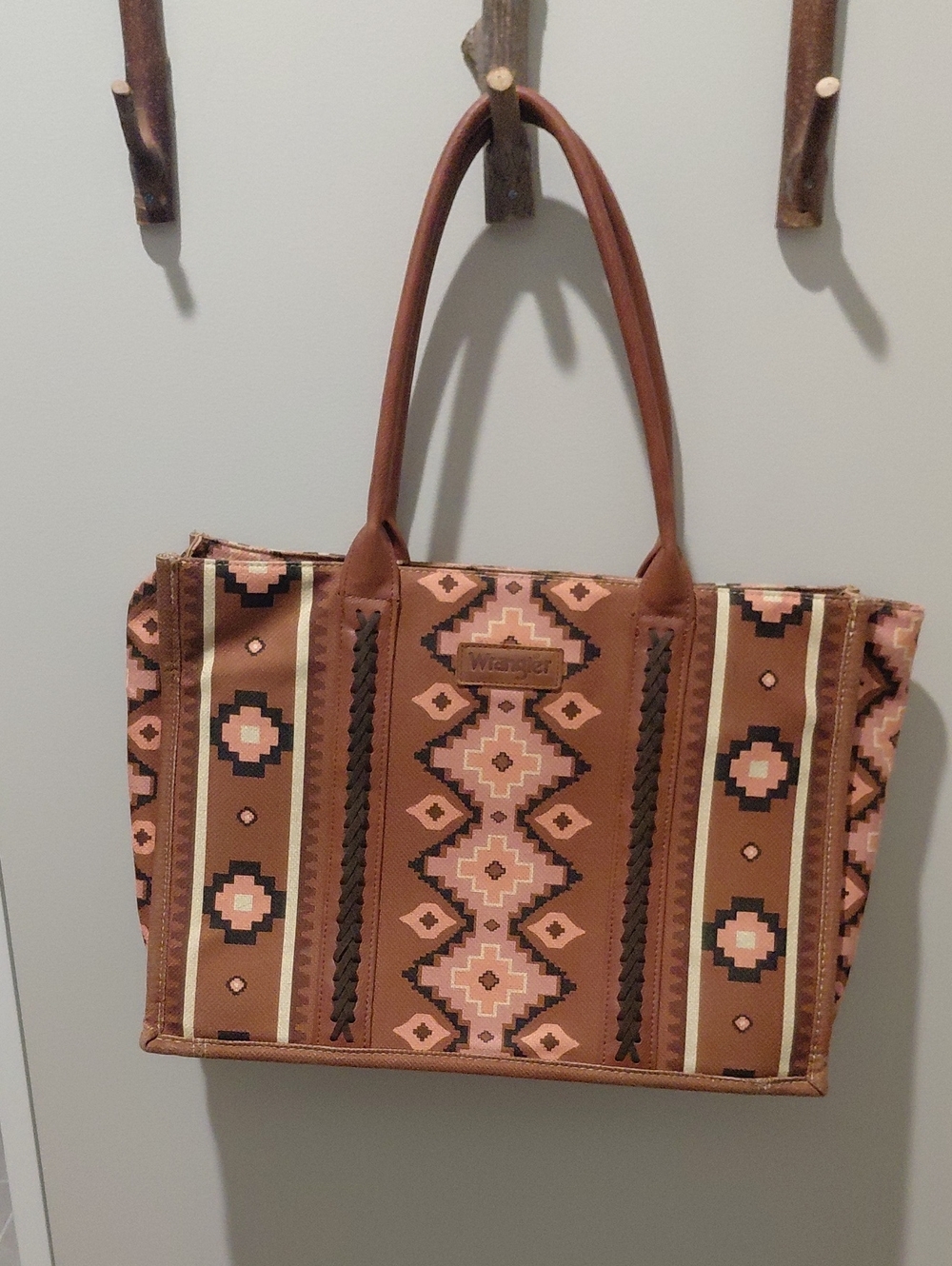 Brown Southwestern Wrangler Tote Bag , 13×17 Inches Laptop Size